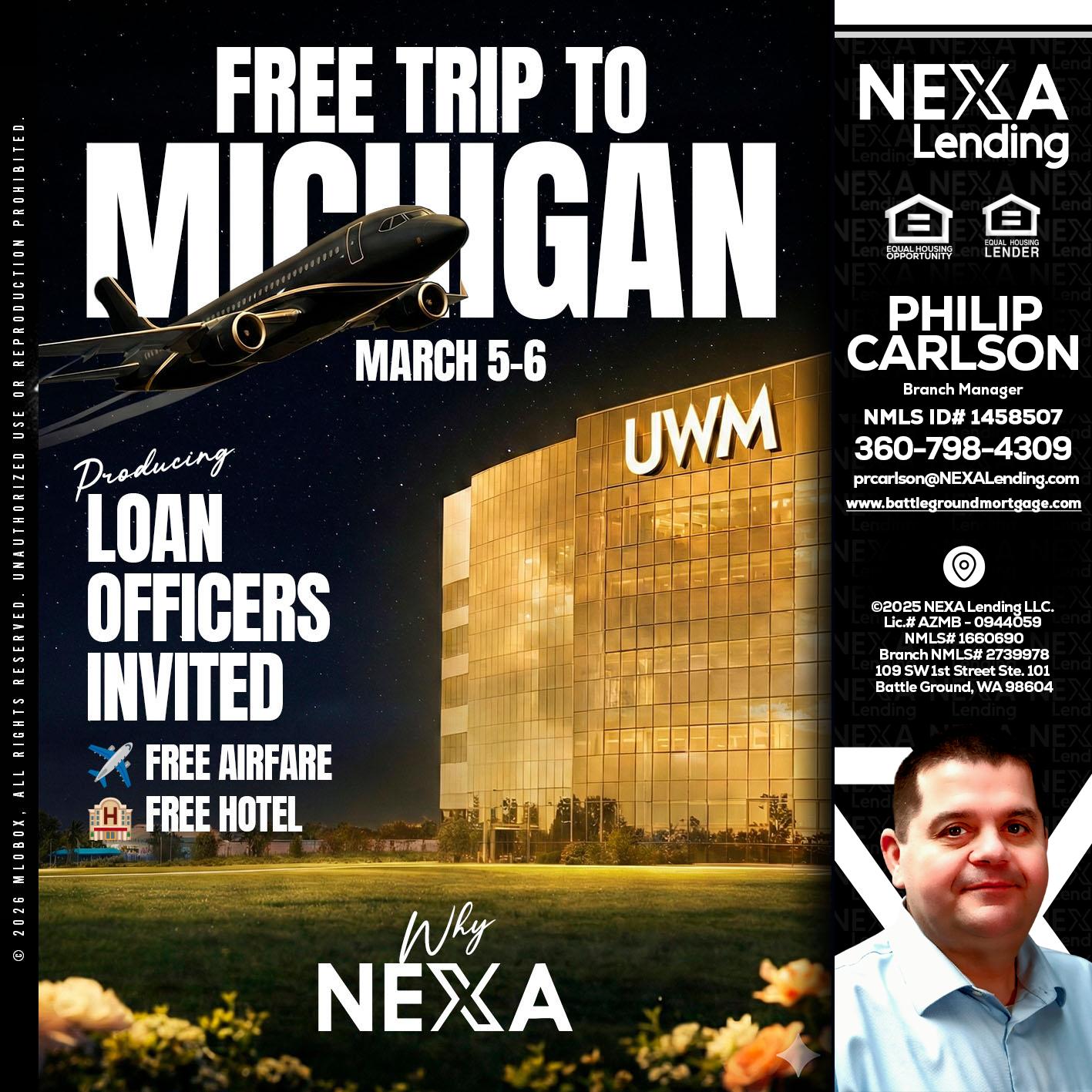 free Michigan trip - Philip Carlson -Branch Manager
