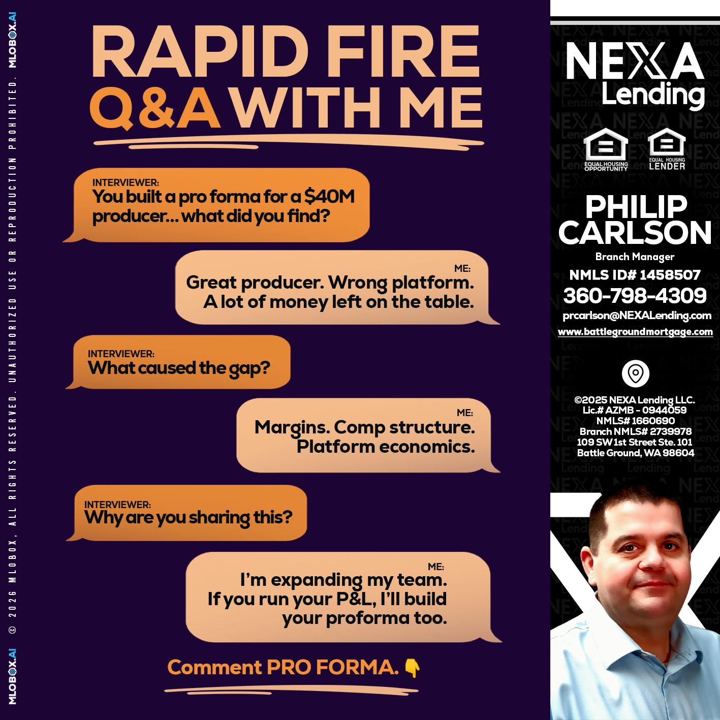RAPID FIRE - Philip Carlson -Branch Manager