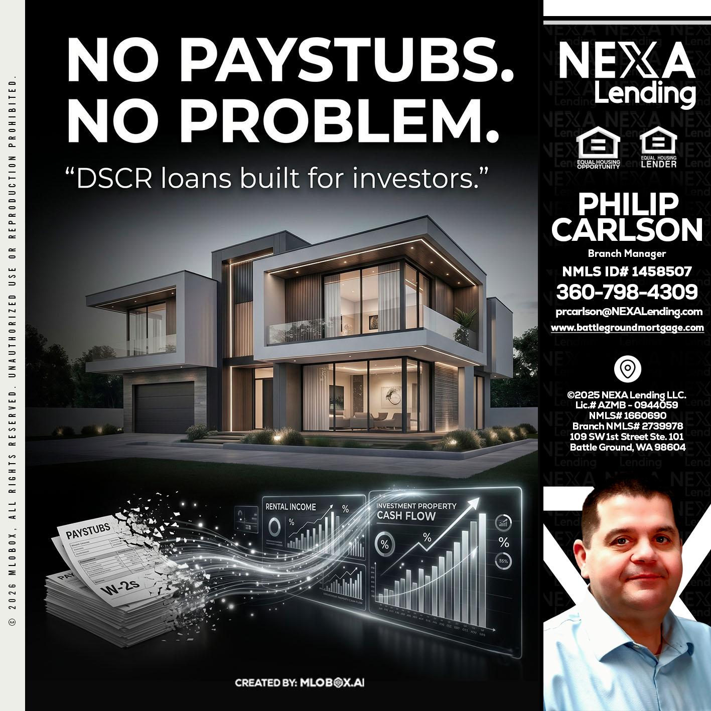 no paystub - Philip Carlson -Branch Manager