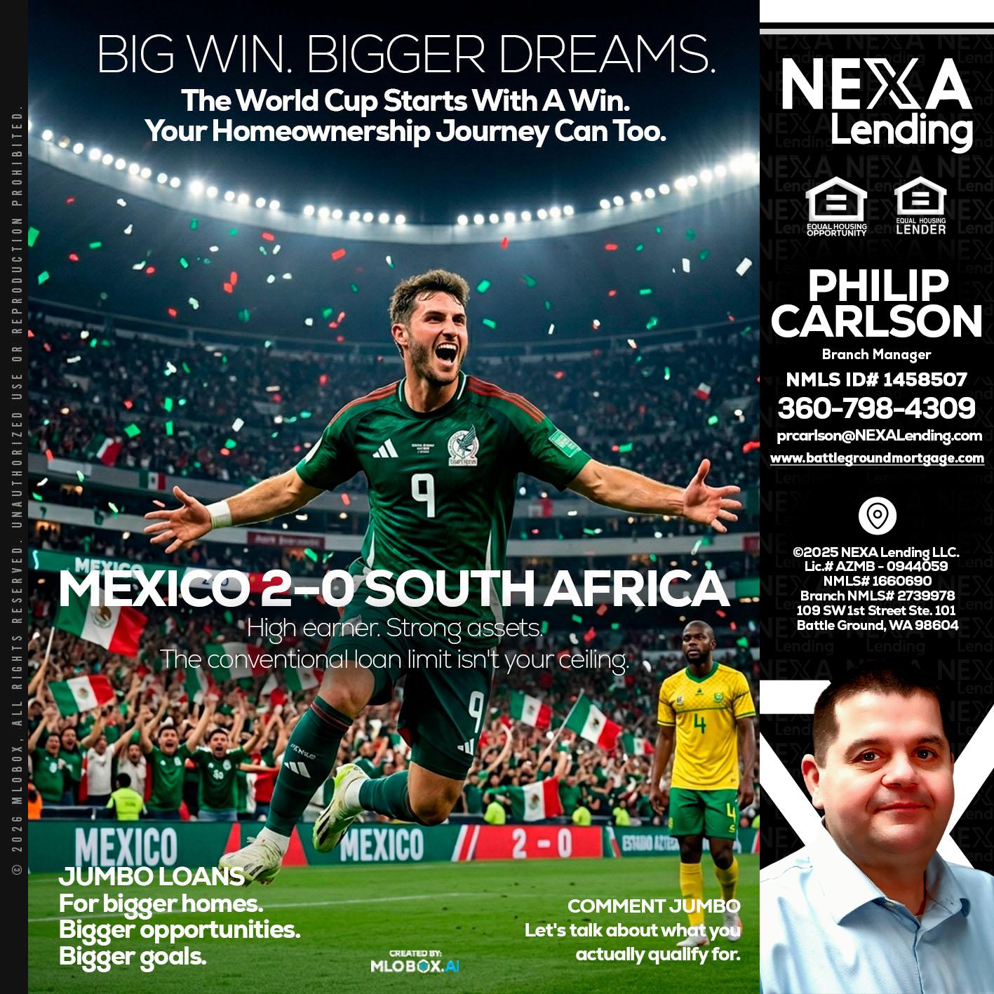 MEXICO 2-0 SOUTH AFRICA - Philip Carlson -Branch Manager