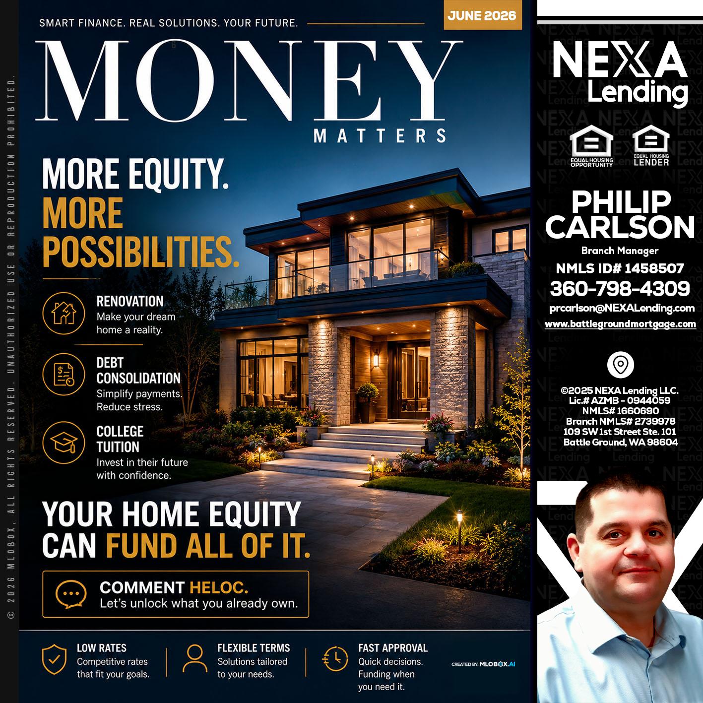 MONEY MATTERS - Philip Carlson -Branch Manager