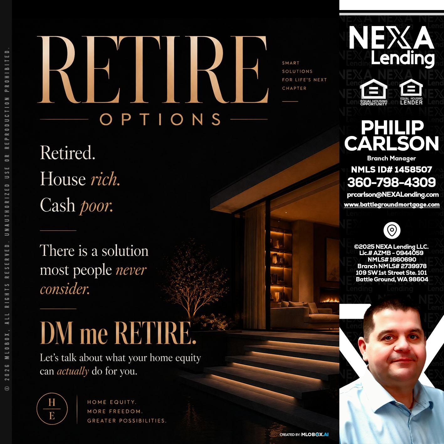 RETIRE LOANS - Philip Carlson -Branch Manager