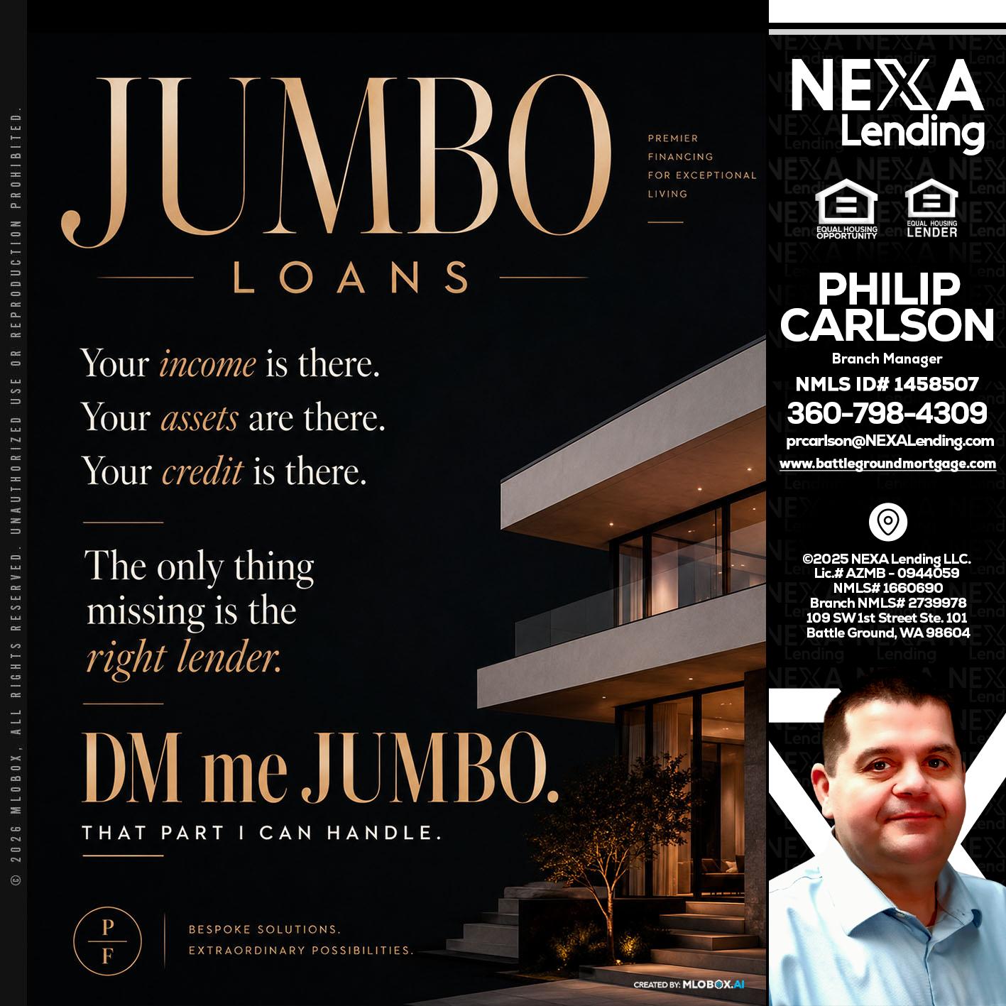JUMBO LOANS - Philip Carlson -Branch Manager