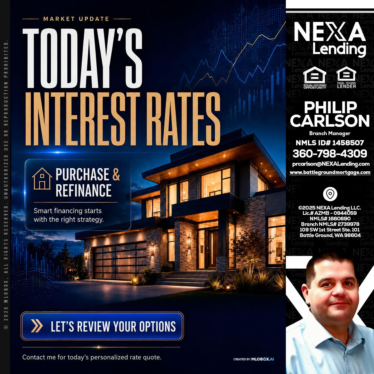 TODAYS RATES - Philip Carlson -Branch Manager