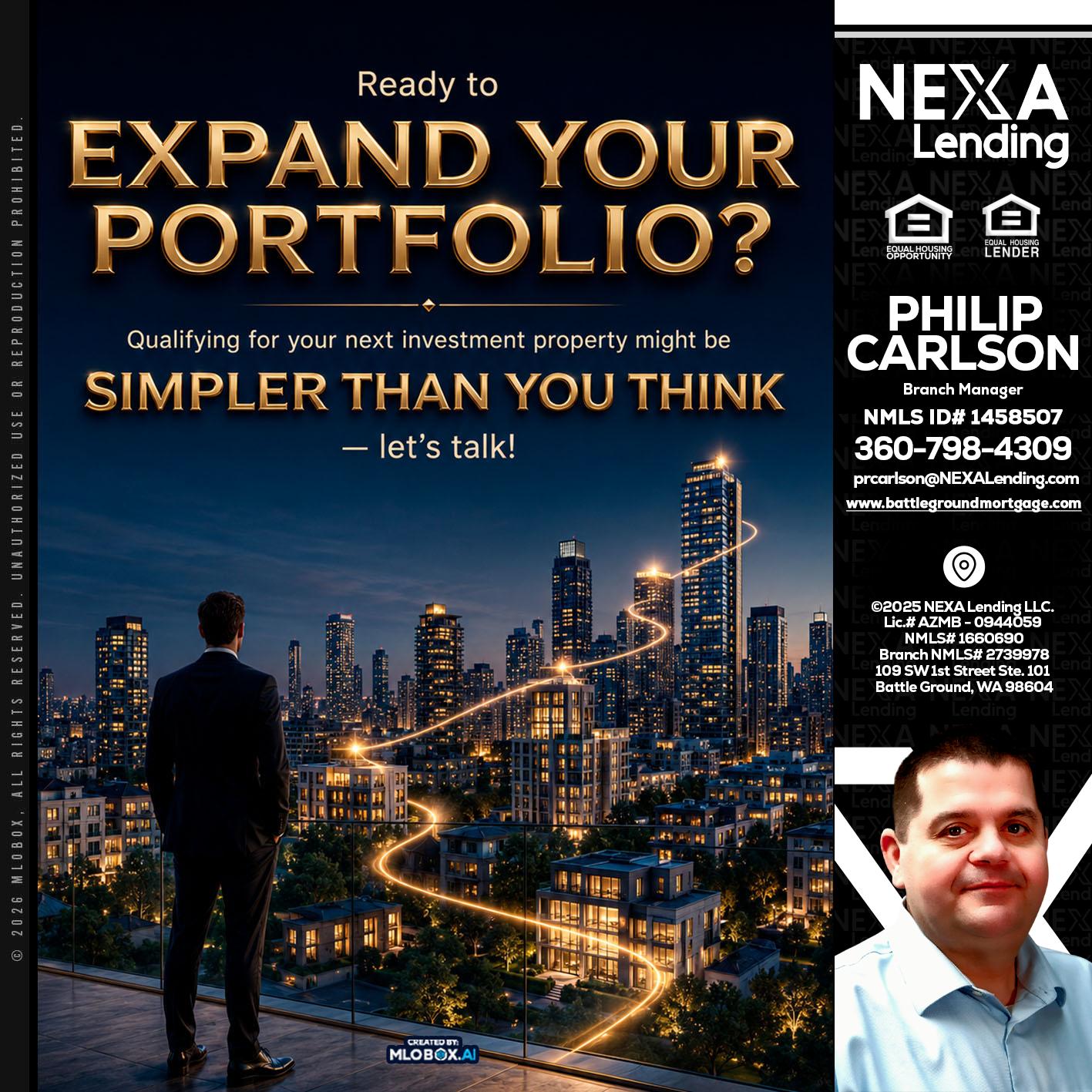expand you portfolio - Philip Carlson -Branch Manager