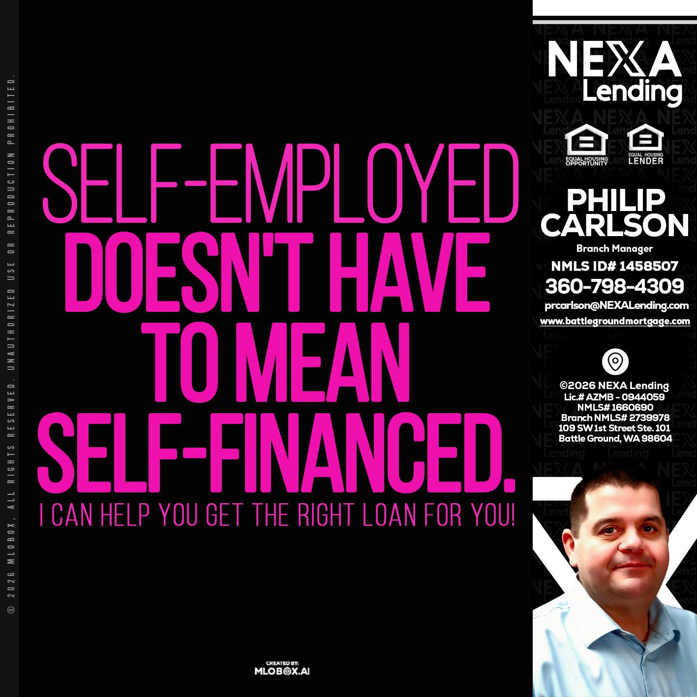 self employed - Philip Carlson -Branch Manager