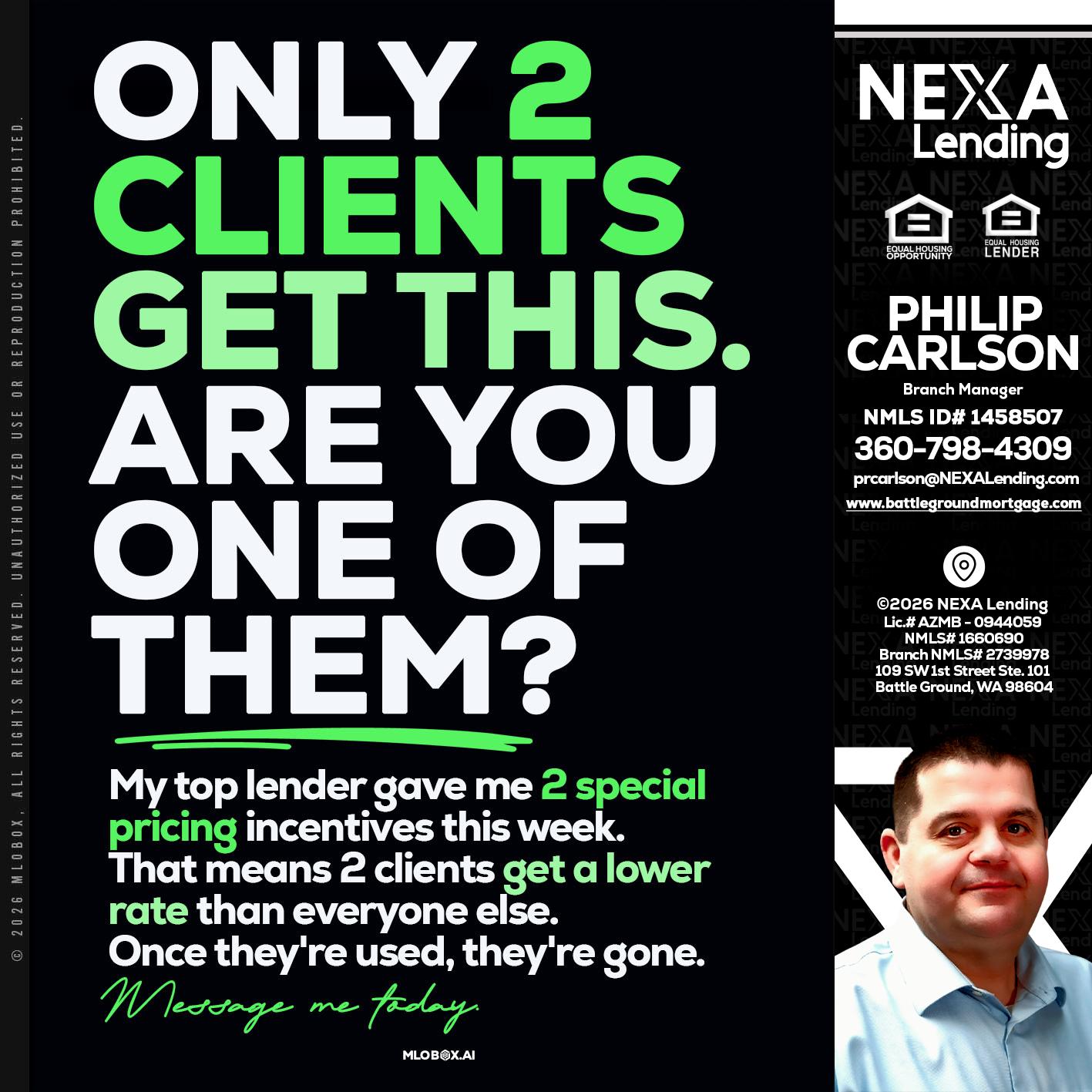ONLY 2 CLIENTS - Philip Carlson -Branch Manager