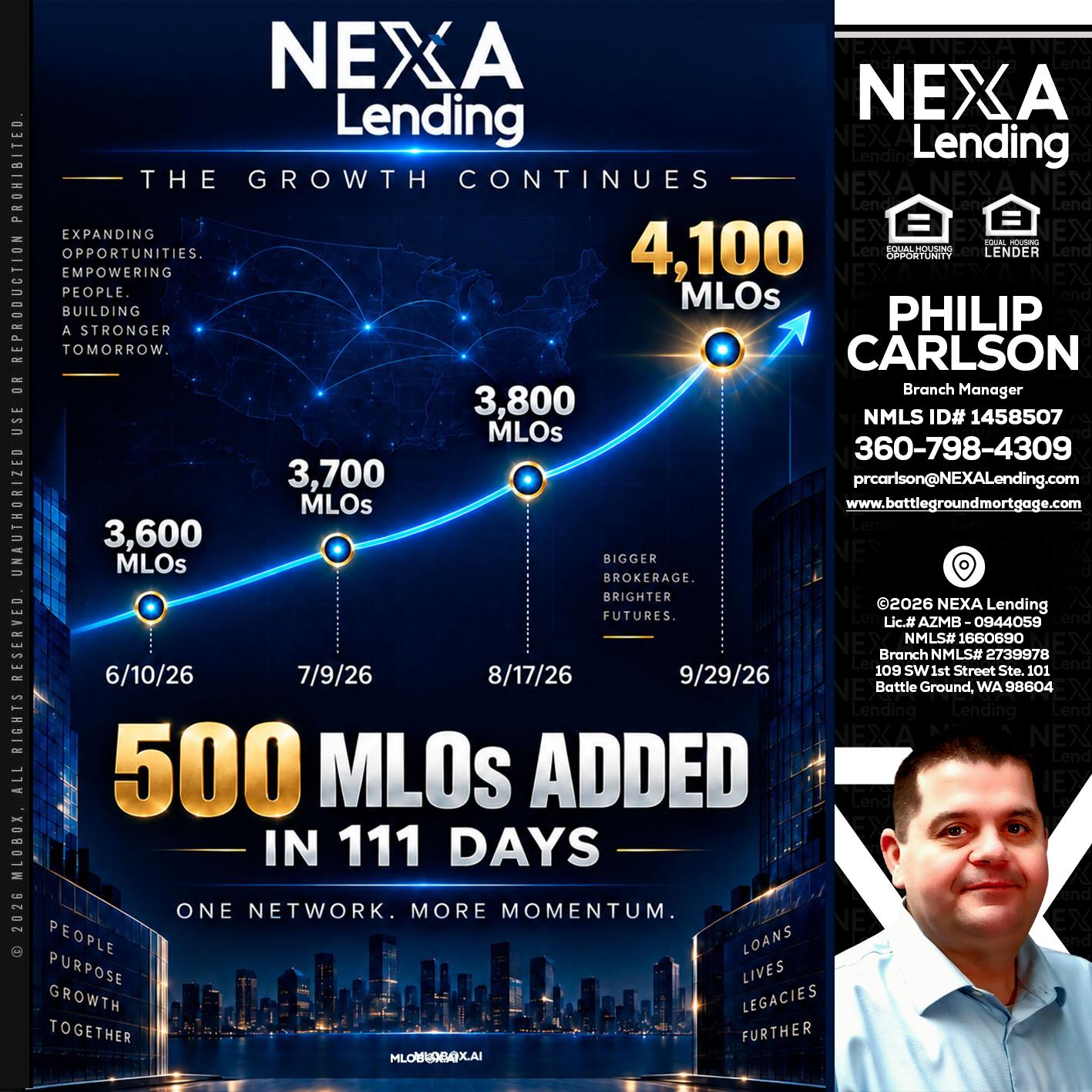 4,100 MLOs - Philip Carlson -Branch Manager