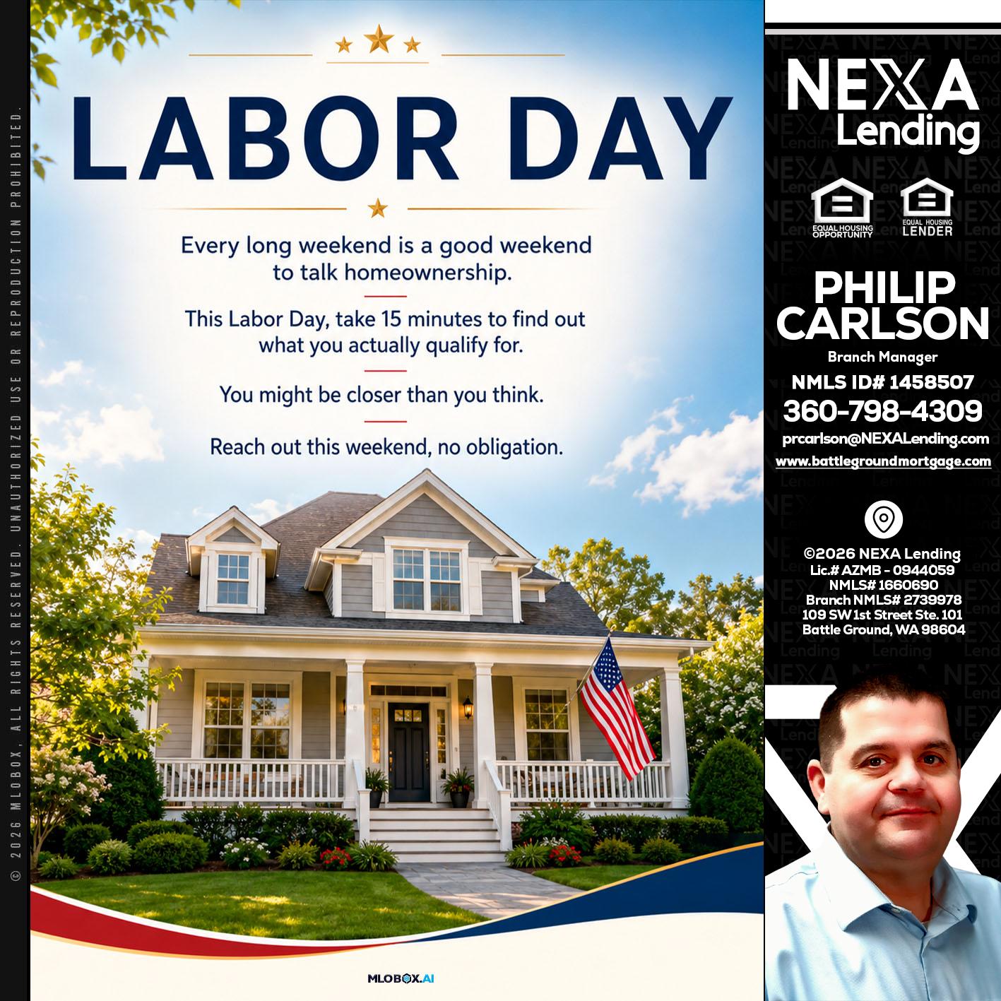 LABOR DAY - Philip Carlson -Branch Manager