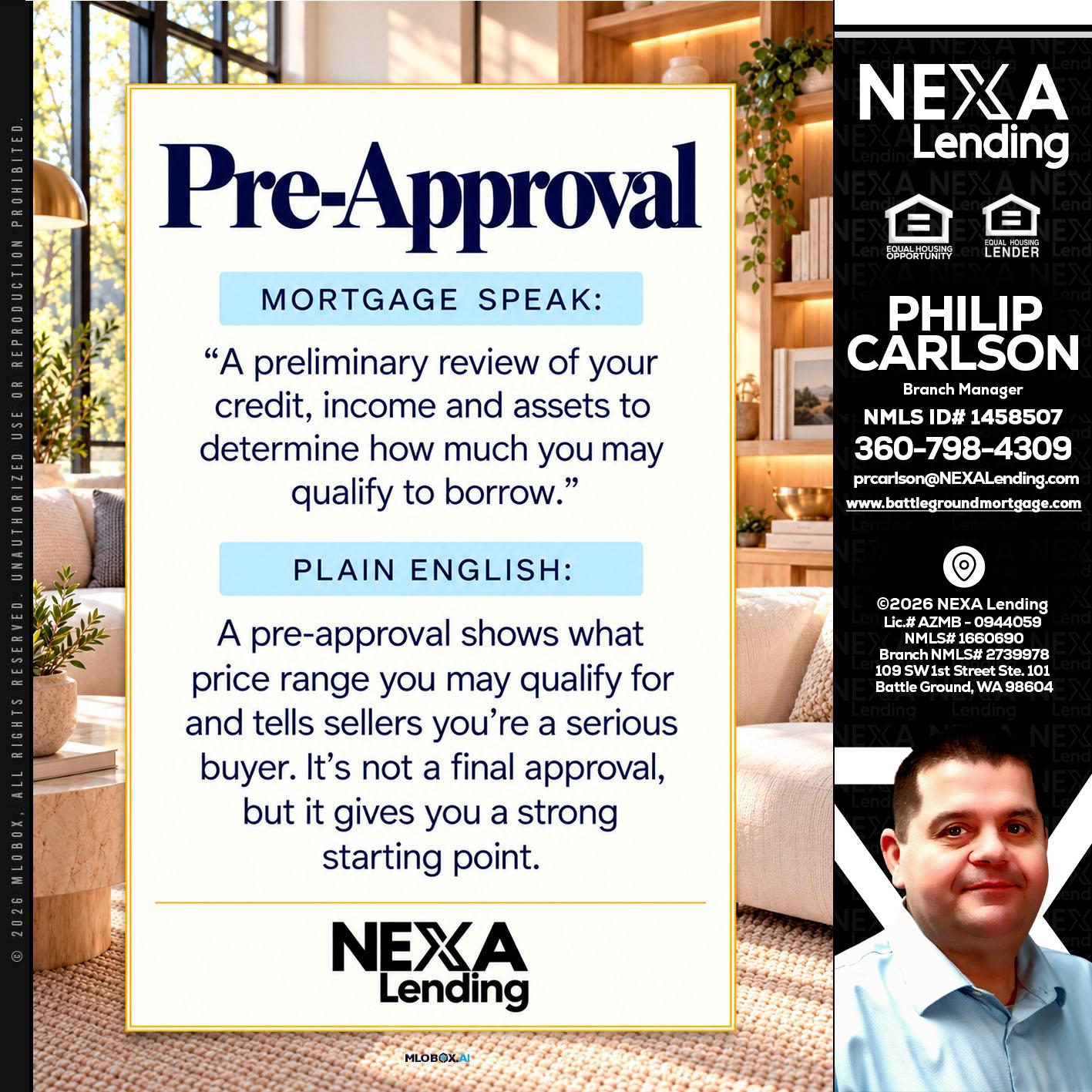 PREAPROVAL - Philip Carlson -Branch Manager
