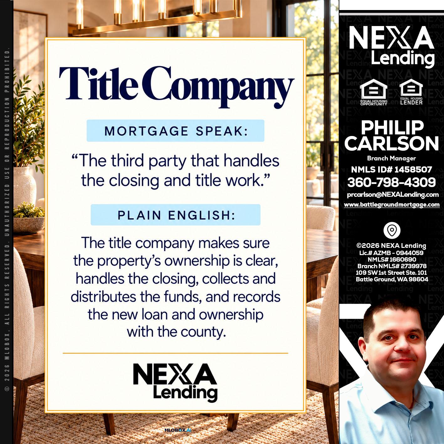 TITLE COMPANY - Philip Carlson -Branch Manager