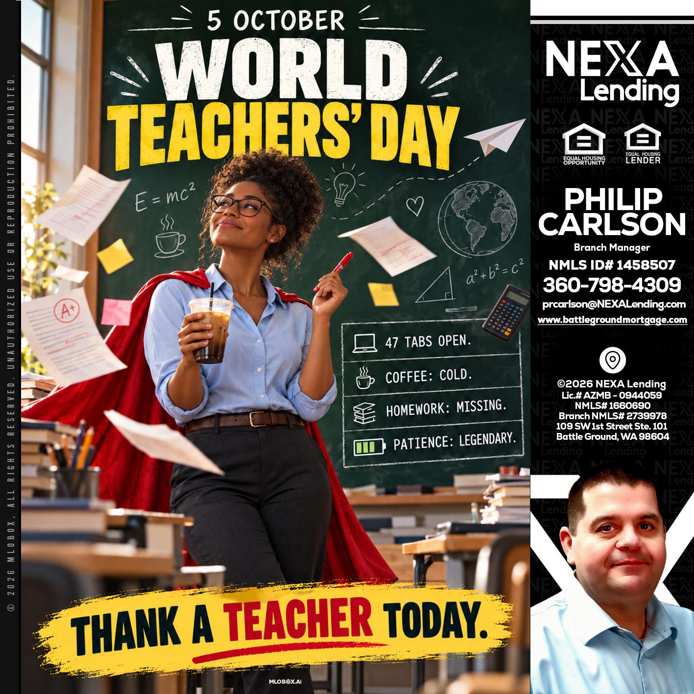 world teacher day - Philip Carlson -Branch Manager